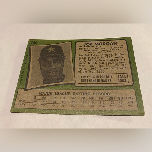 Joe Morgan 1971 Topps Baseball Card #264 Houston Astros Vintage Collectible - Picture 2 of 3